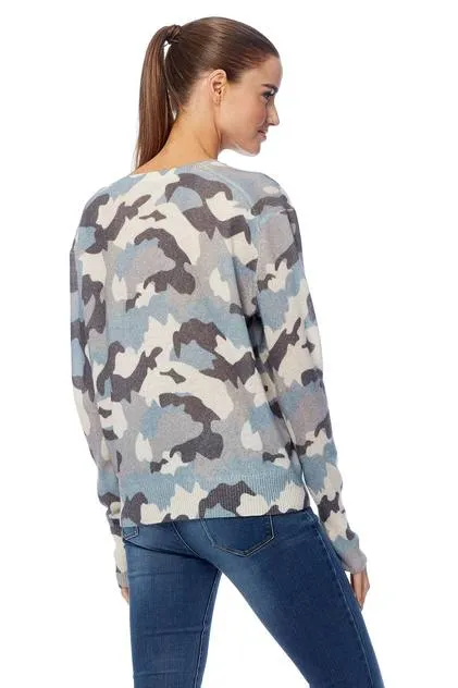 360 Cashmere - Theo Sweater in Chalk/Blue Camo