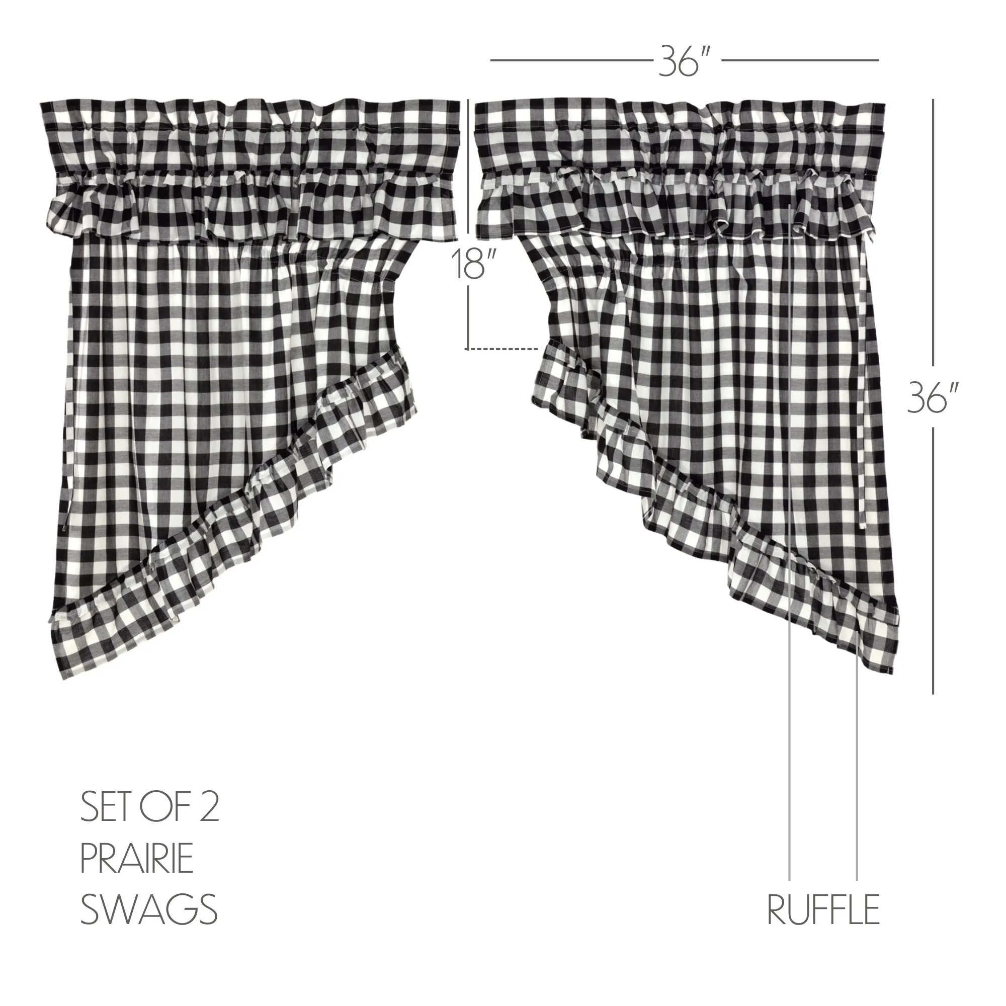Annie Buffalo Check Ruffled Swag Set of 2