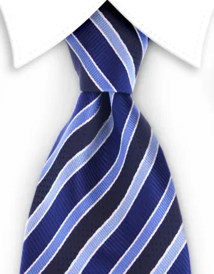 Black and Blue Striped 4" Wide Tie