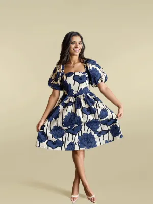 Blue Floral Tea Dress