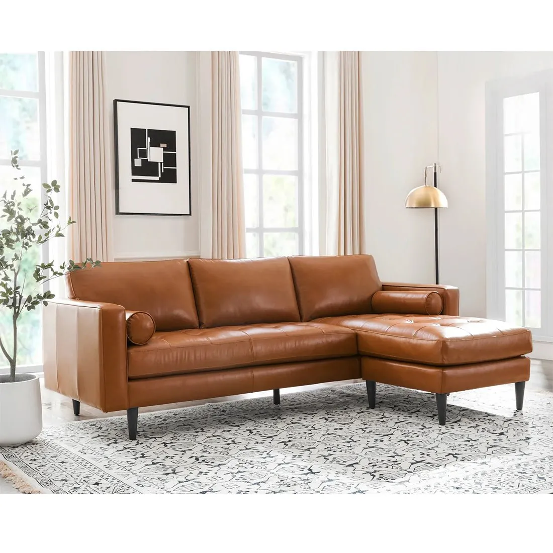 Bosco 4 Seater L Shap Leatherette Sofa