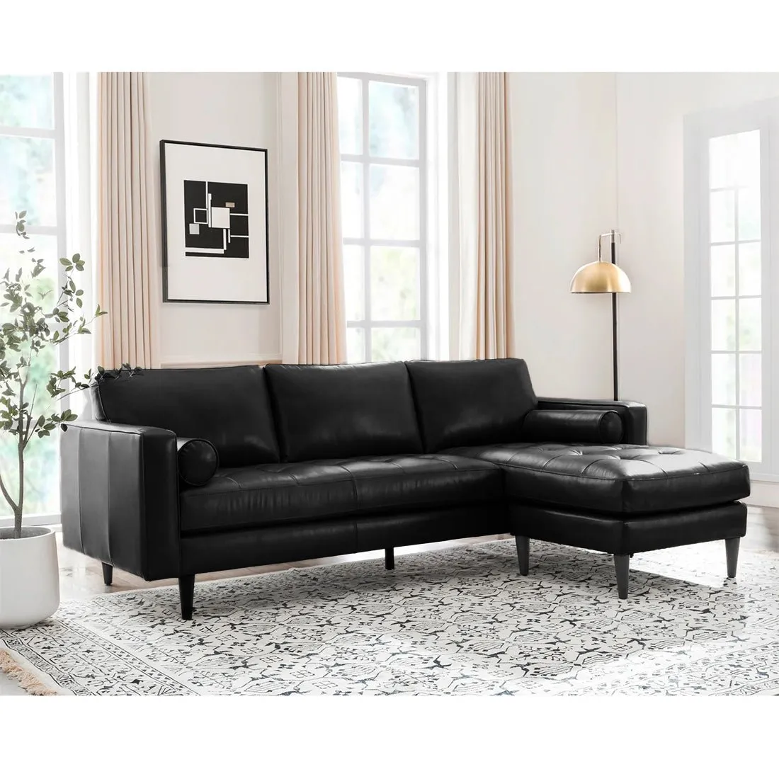 Bosco 4 Seater L Shap Leatherette Sofa