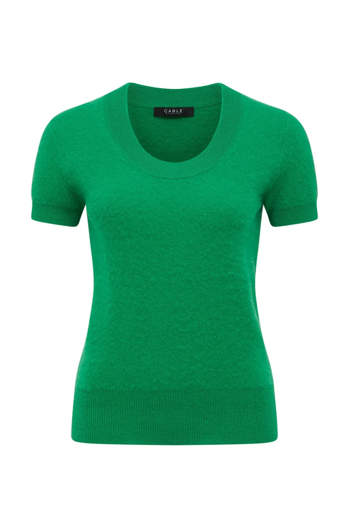 Brushed Pure Cashmere Tee - Jade Green