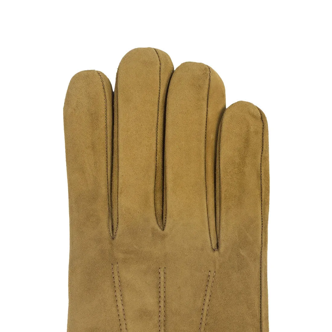 Camel color suede gloves, cashmere lining