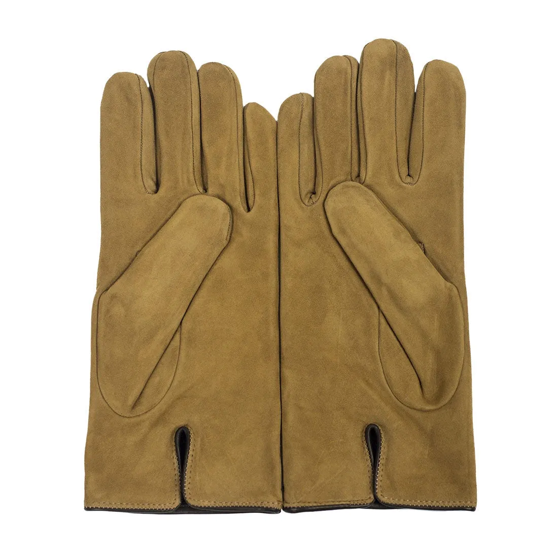 Camel color suede gloves, cashmere lining