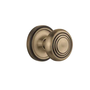 Classic Rosette with Deco Knob in Antique Brass