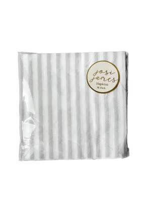 Classic Stripe Light Gray Large Napkin (set Of 16)