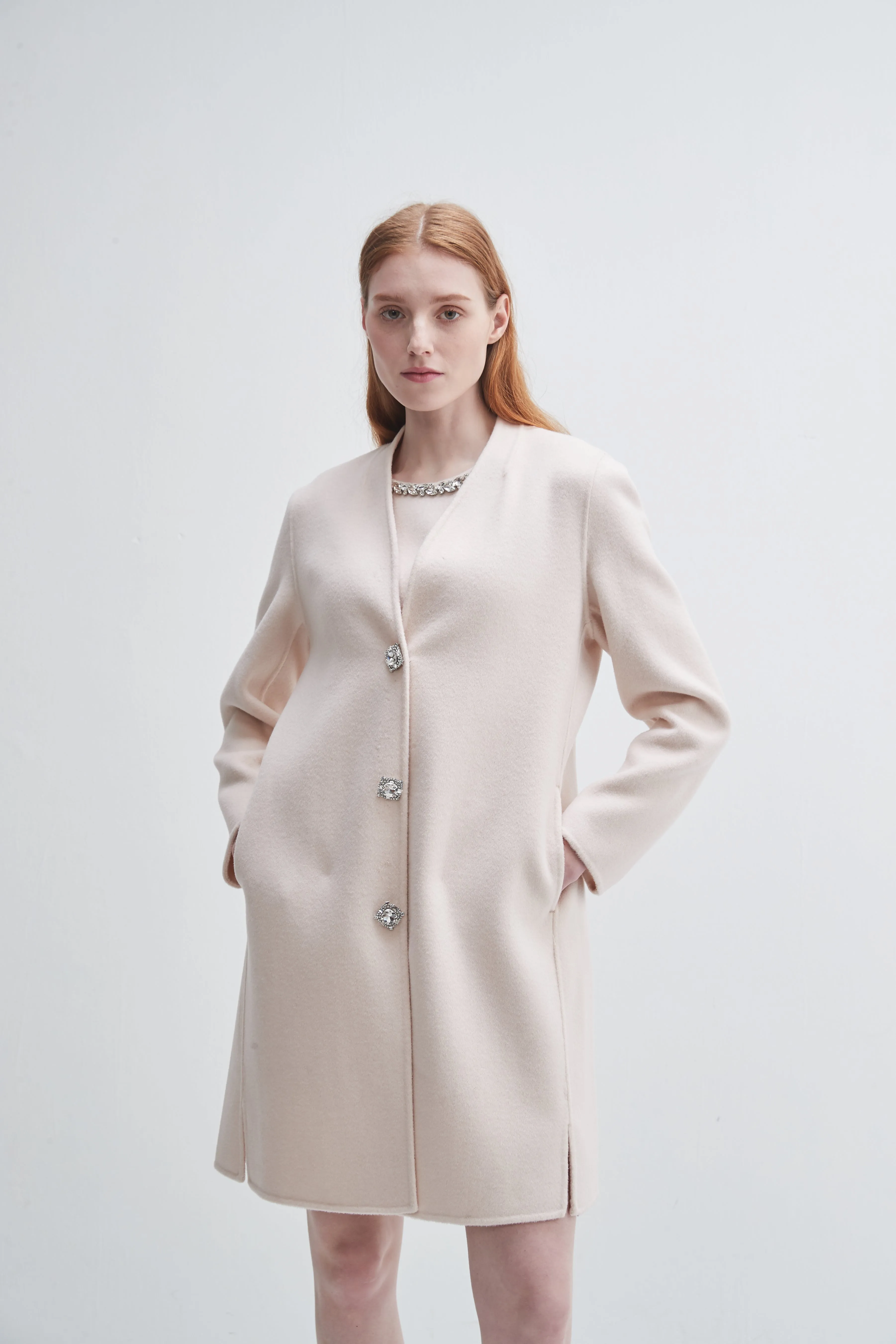 Crystal Button Lady Coat