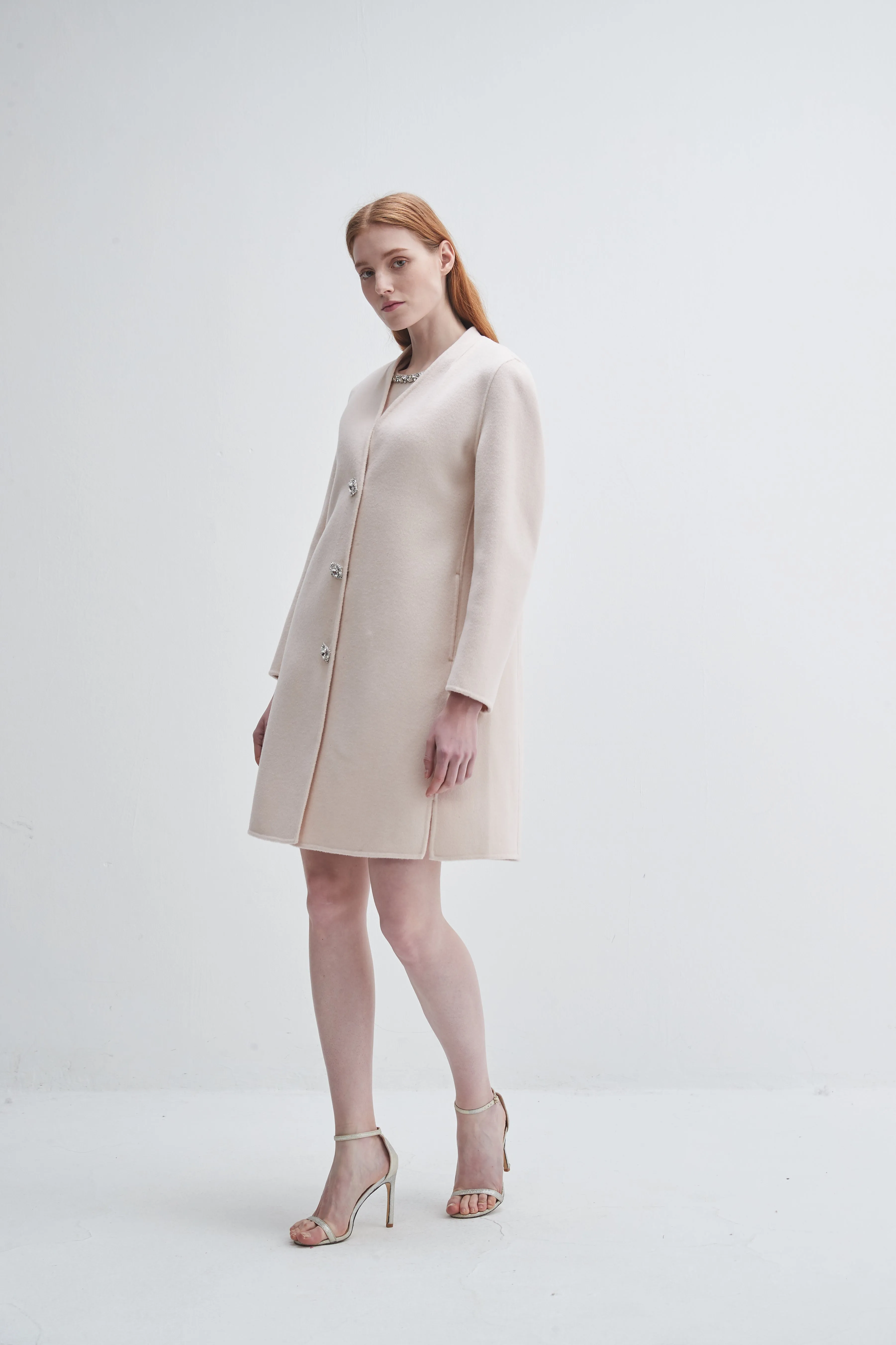 Crystal Button Lady Coat