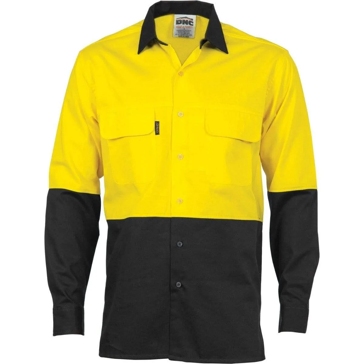 Dnc Workwear Hi-vis 3 Way Cool-breeze Long Sleeve Cotton Shirt - 3938