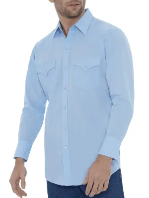 Ely Cattleman Men's Long Sleeve Solid Western Blue Light Shirt