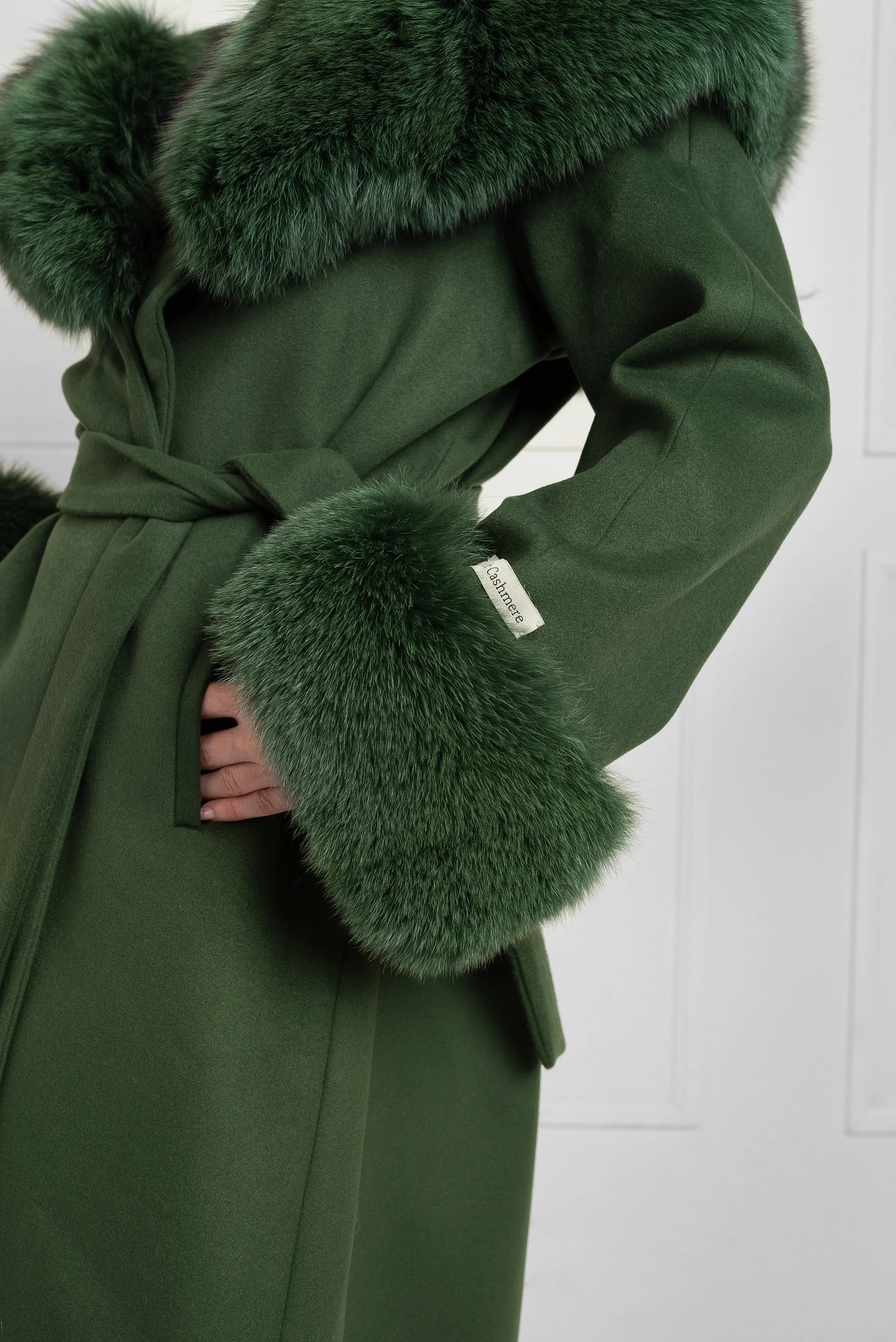 Enchanted Forest Cashmere Coat with Fox Fur Trim