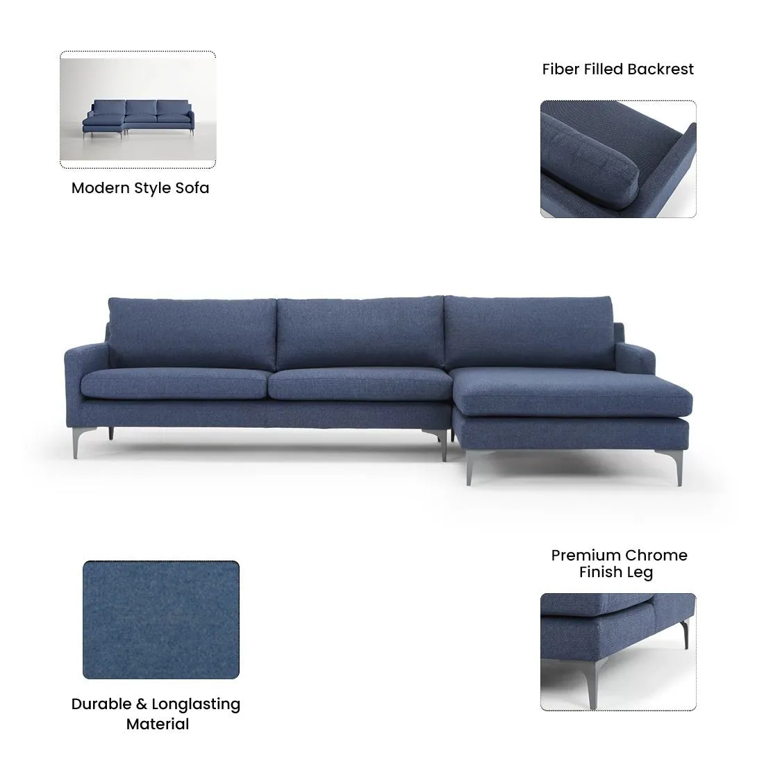 Franco 4 Seater Fabric L Shape Sofa