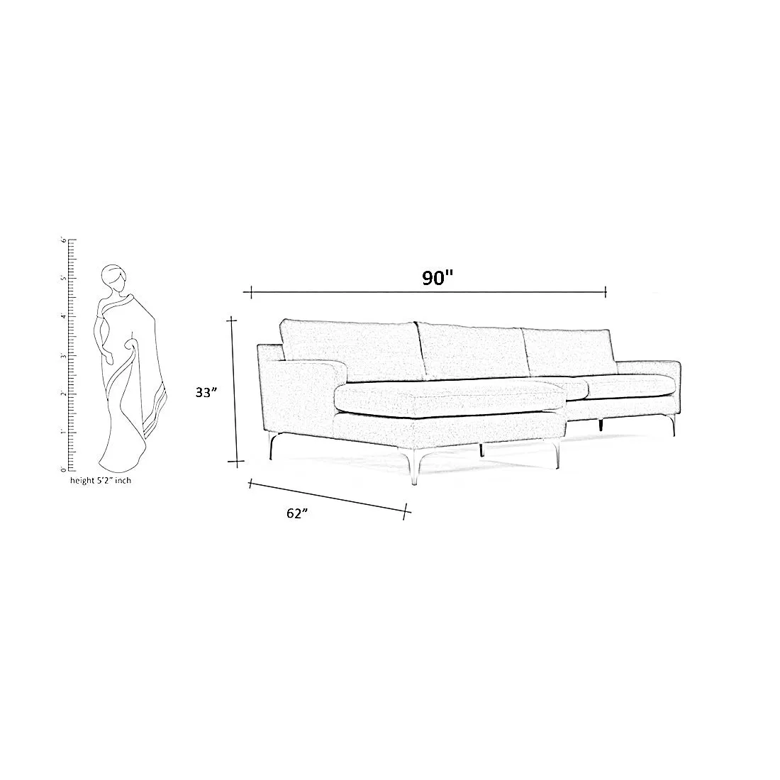 Franco 4 Seater Fabric L Shape Sofa