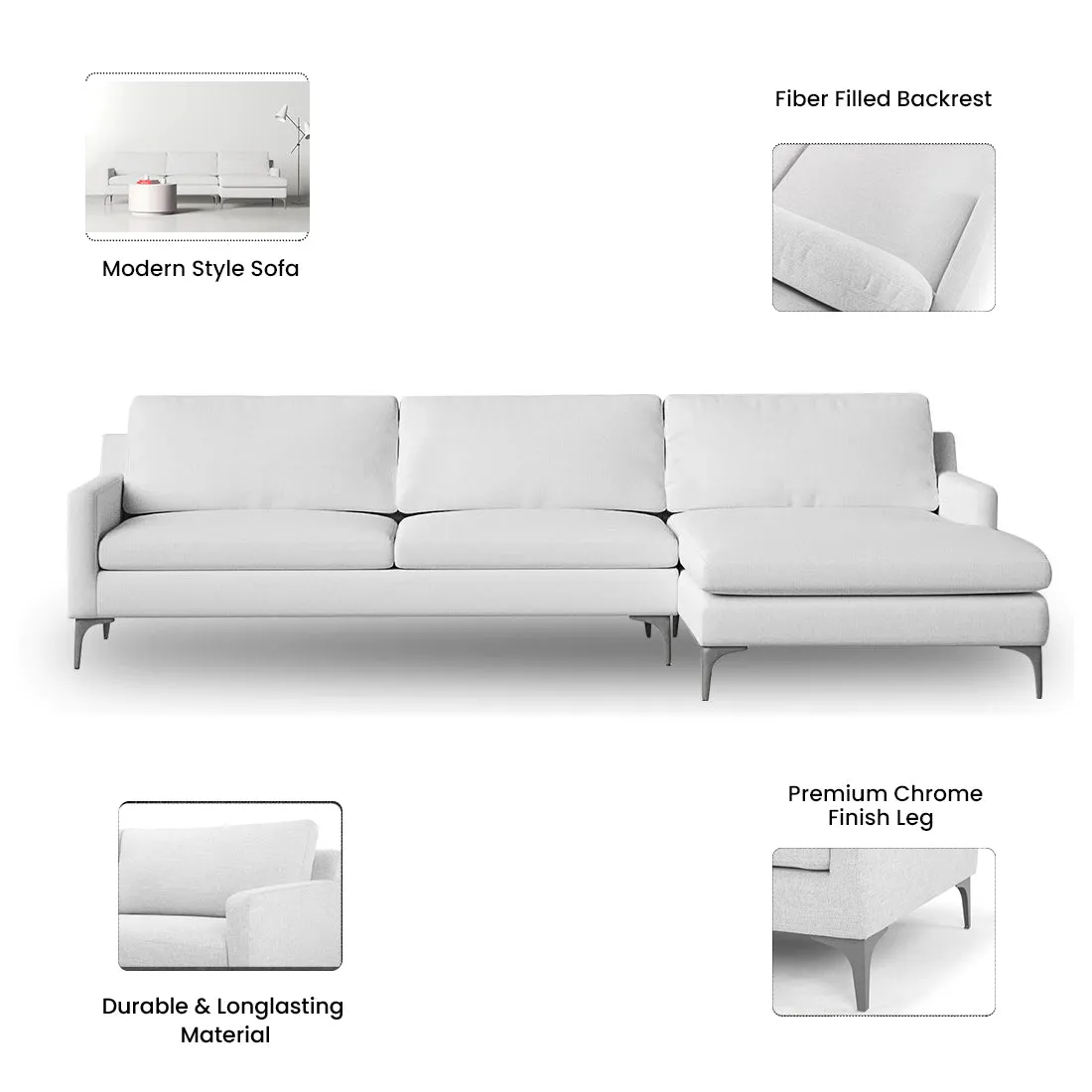 Franco 4 Seater Fabric L Shape Sofa