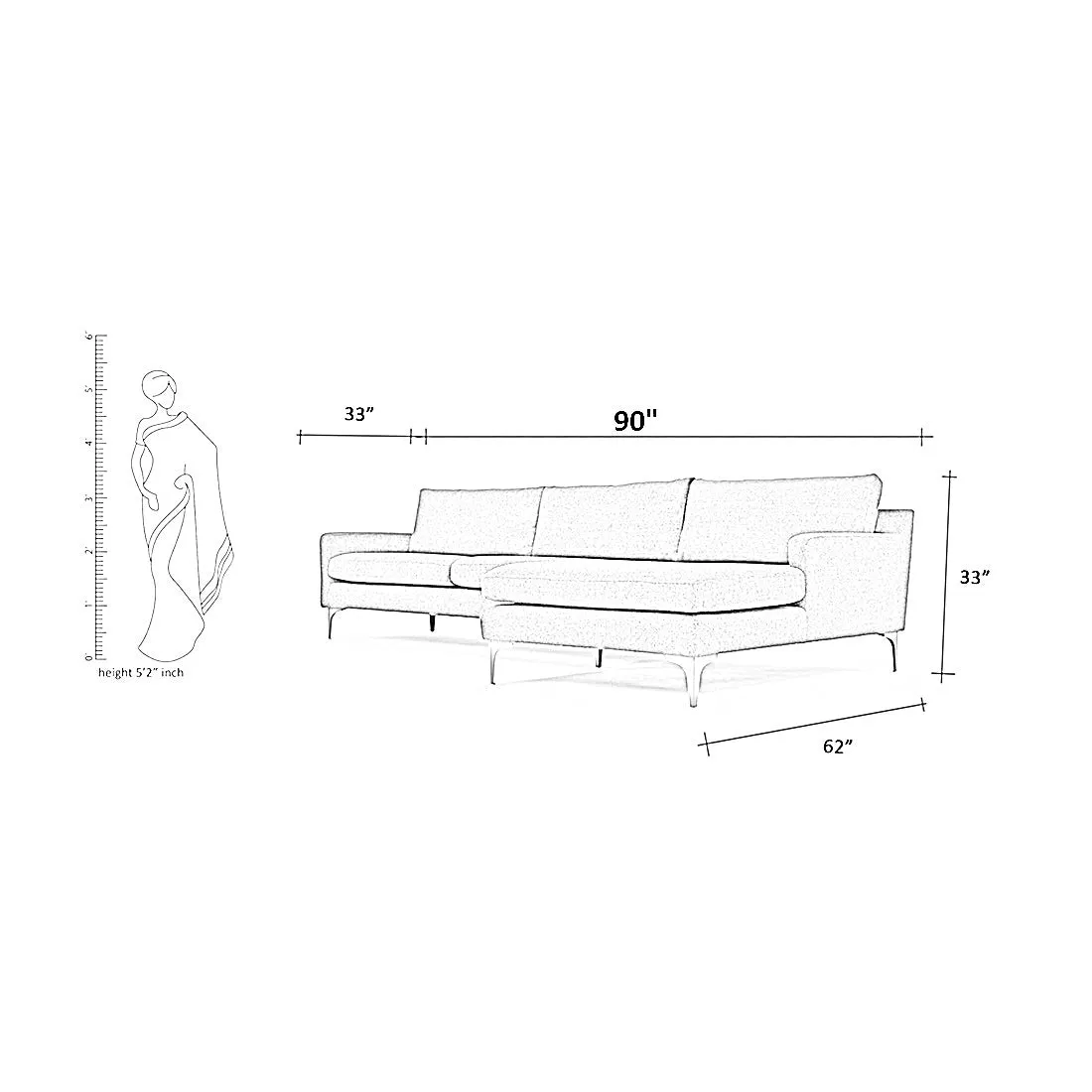 Franco 4 Seater Fabric L Shape Sofa