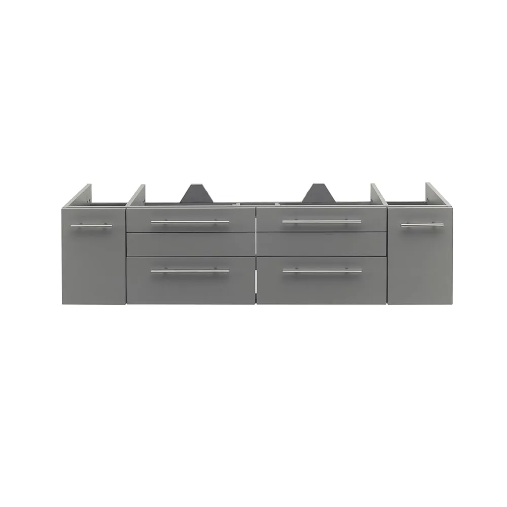 Fresca FCB6160GR-UNS Lucera 60" Gray Wall Hung Single Undermount Sink Modern Bathroom Cabinet