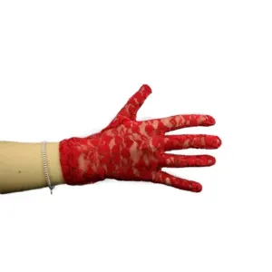 Gloves - Short Red Lace