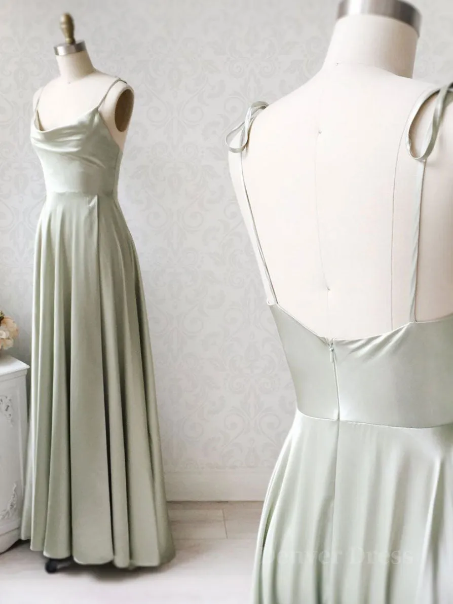 kamahe Gray green long prom dress, Gray green bridesmaid dress