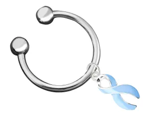 Light Blue Ribbon Horseshoe Key Chains