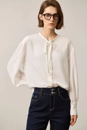 LILY French-Style Tie-Neck Blouse