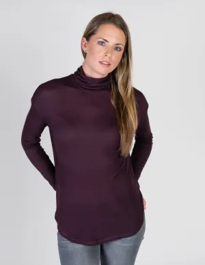 Majestic Viscose Rib Long Sleeve Relaxed Drop-Shoulder r Turtleneck