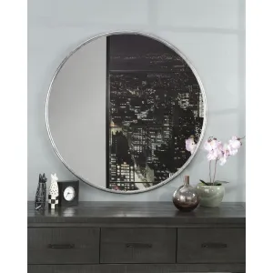 Martin Svensson Home Antique Pewter Framed Round Wall Mirror