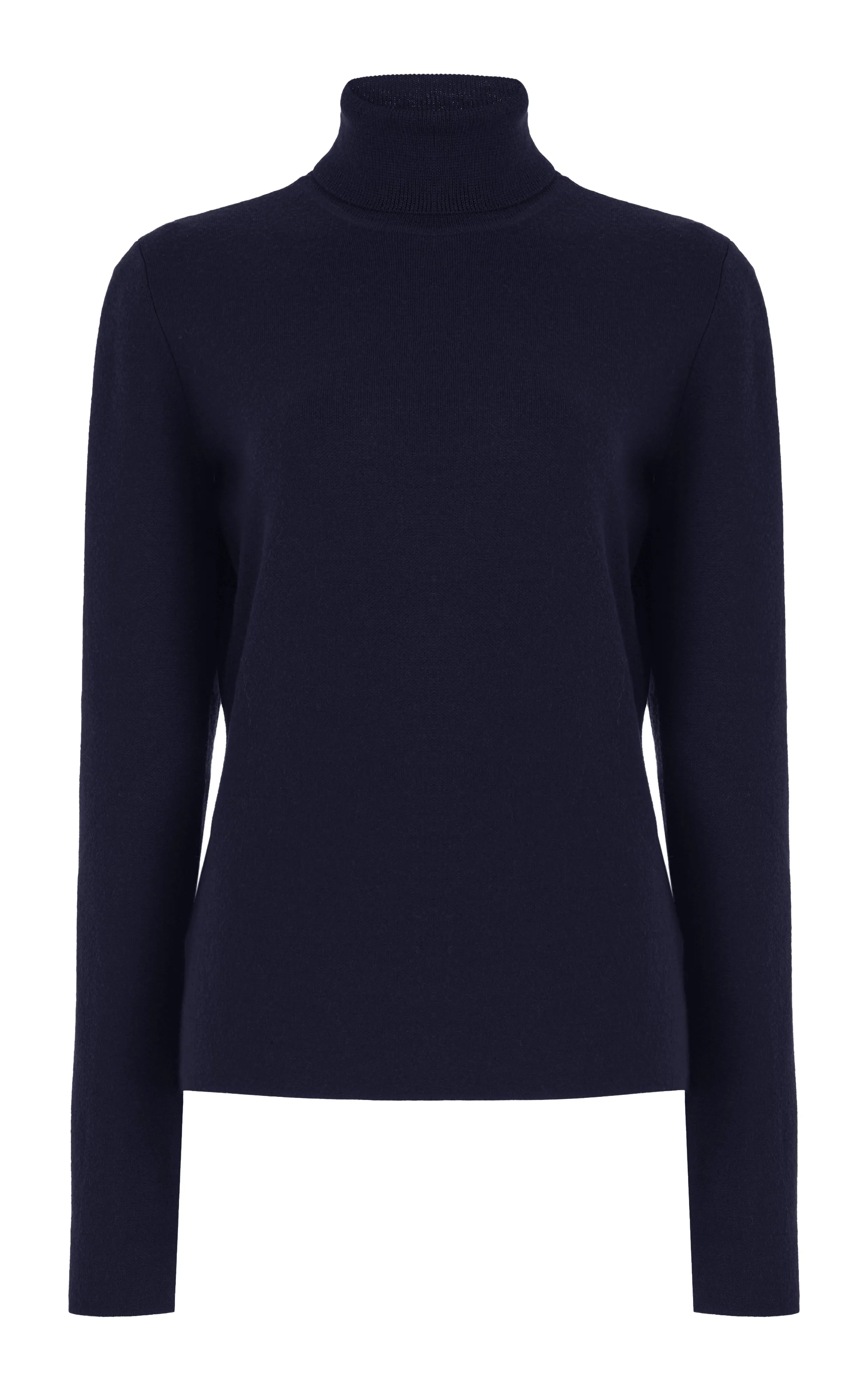 May Knit Turtleneck in Dark Navy Merino Wool Cashmere