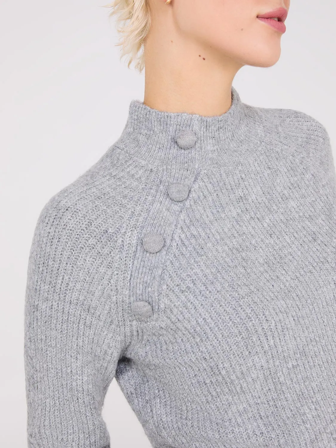 Mock Neck Sweater With Button Details