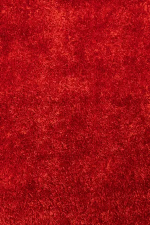 Modern Red Spaghetti Shag Area Rug