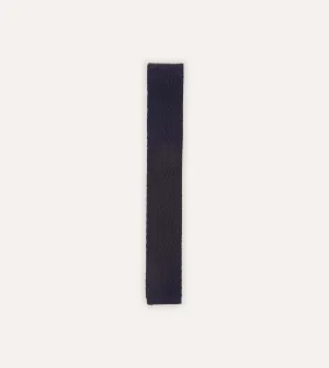 Navy Knitted Cashmere Wool Solid Colour Tie