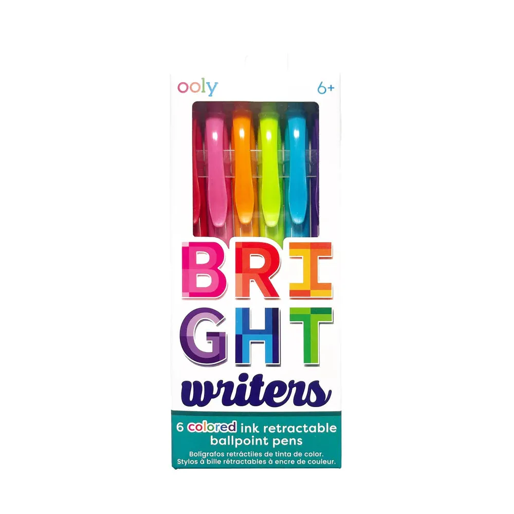 Ooly Bright Writers Colored Ink Retractable Ballpoint Pens - Set of 6