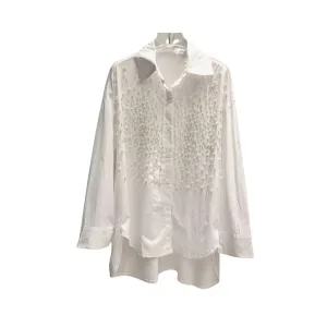 Pre Order:  Pearl Studded Solid Loose Casual Blouse