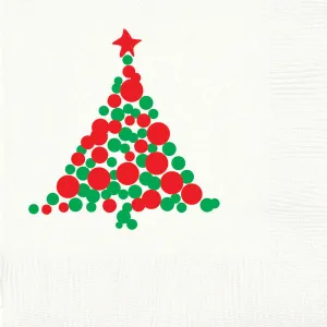 Pre-Printed Beverage Napkins<br> Christmas Tree Dots