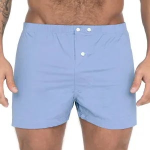 "COURT" - Solid Pale Blue Slim-Cut Boxer Short - Made In USA