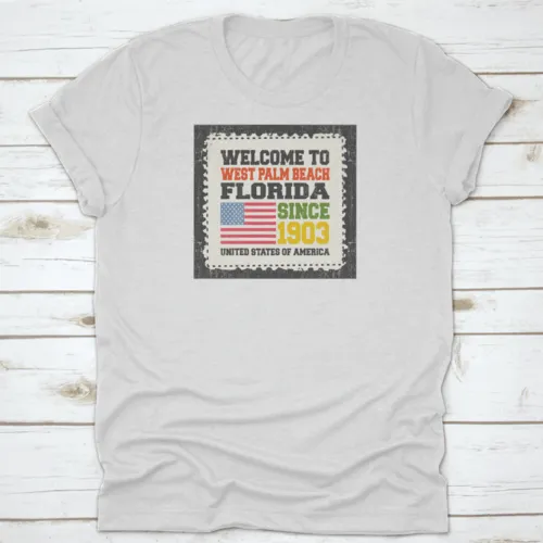 Retro Invitation Card With Text "Welcome To West Palm Beach, State