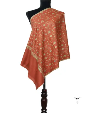 Rust Red Pashmina Stole In Sozni 5898