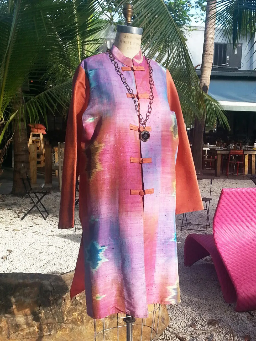 Silk Ikat Mandarin Tunic Coat