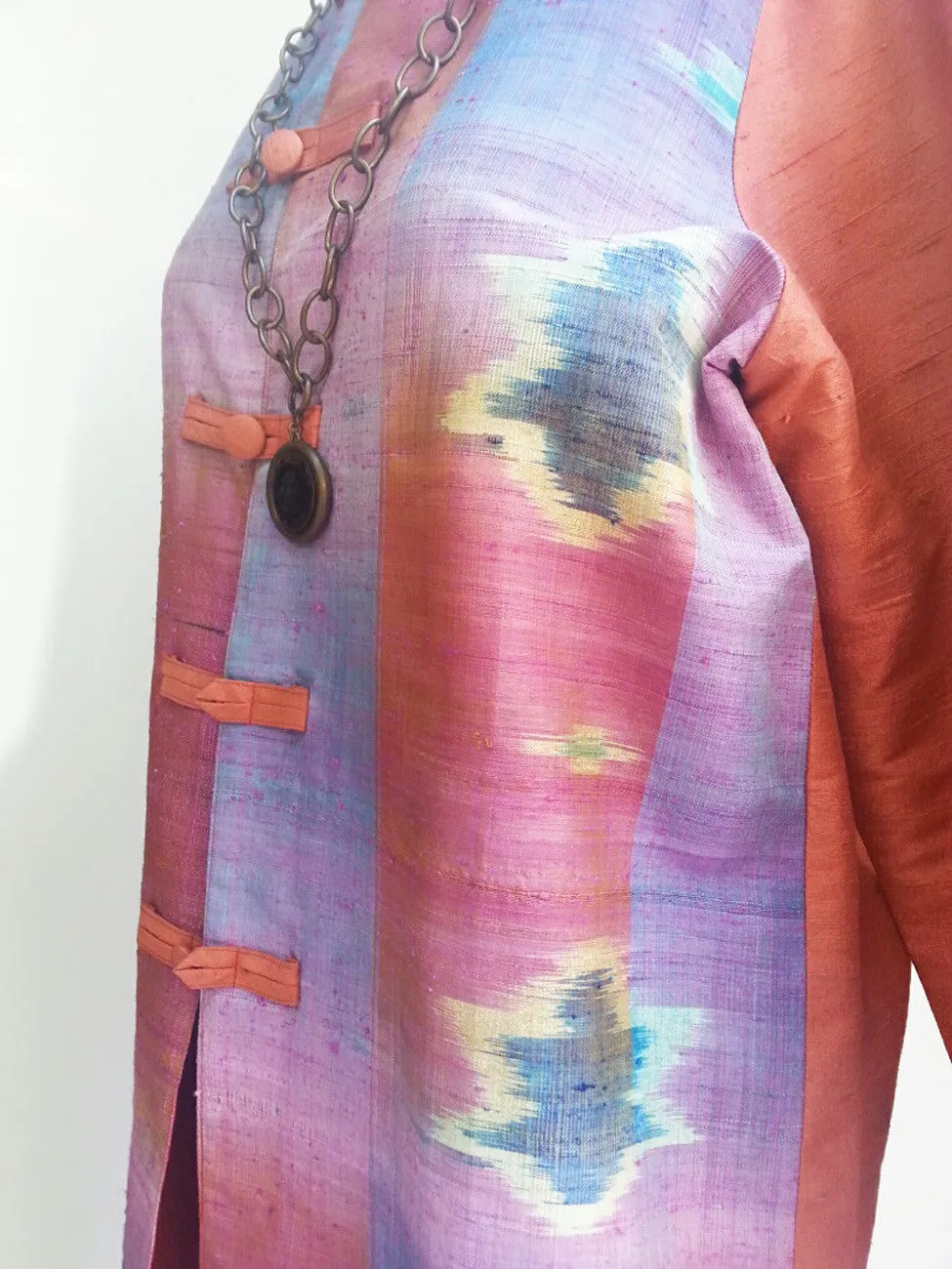 Silk Ikat Mandarin Tunic Coat