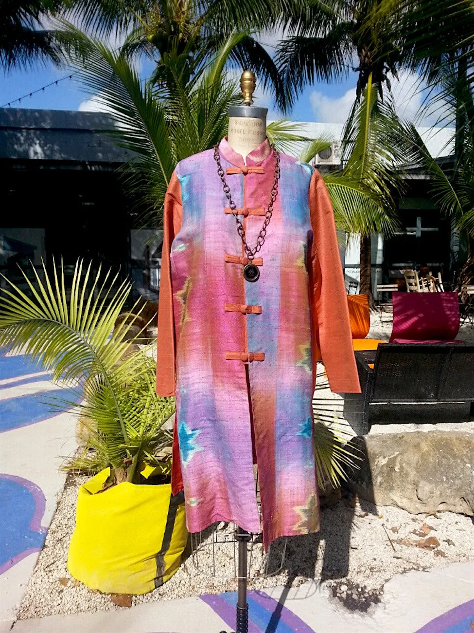 Silk Ikat Mandarin Tunic Coat