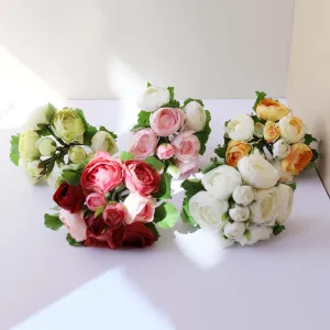 Silk Ranunculus Bouquet Artificial Camellia Flowers Arrangement