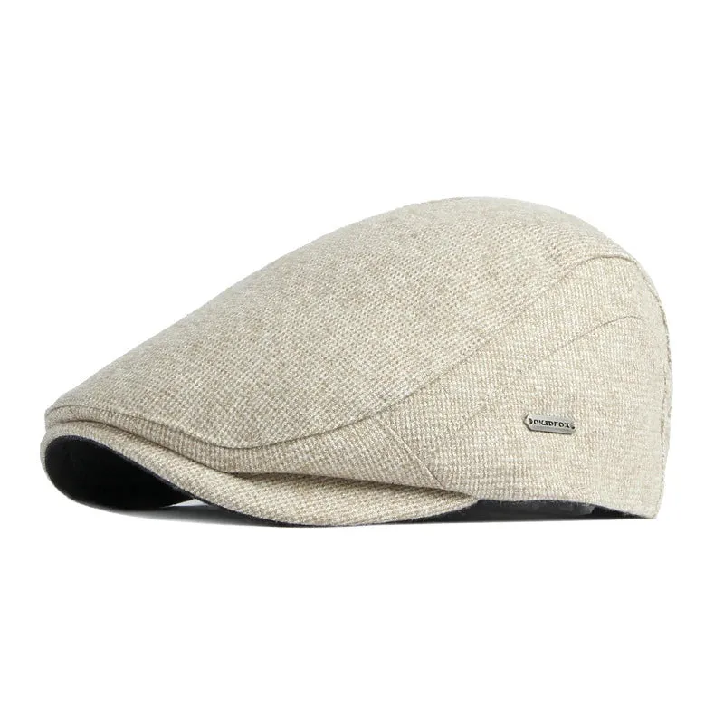 Stylish Solid Color Wool Flat Cap