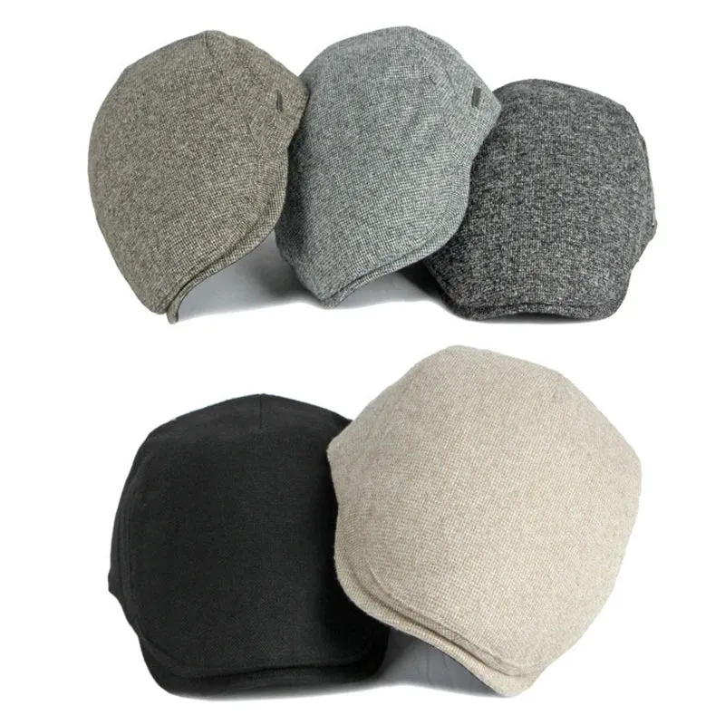 Stylish Solid Color Wool Flat Cap