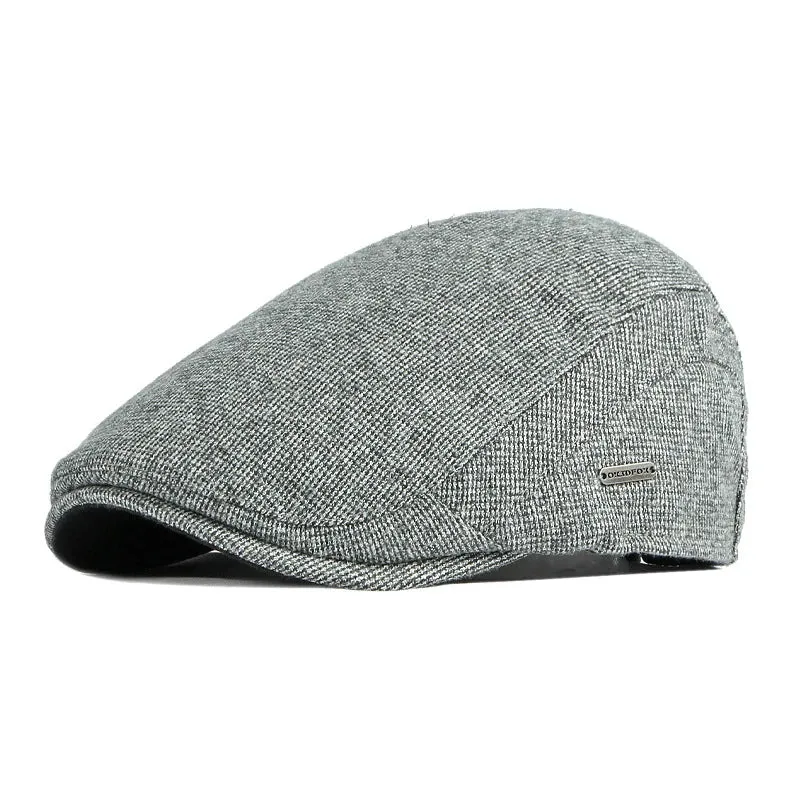 Stylish Solid Color Wool Flat Cap