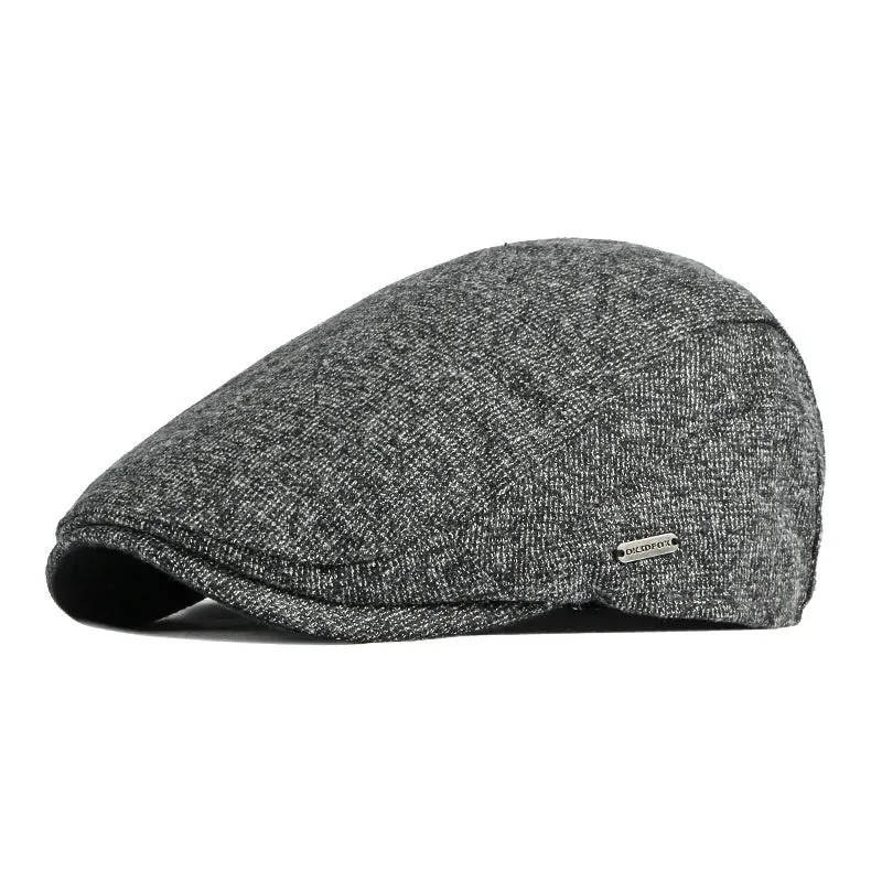 Stylish Solid Color Wool Flat Cap