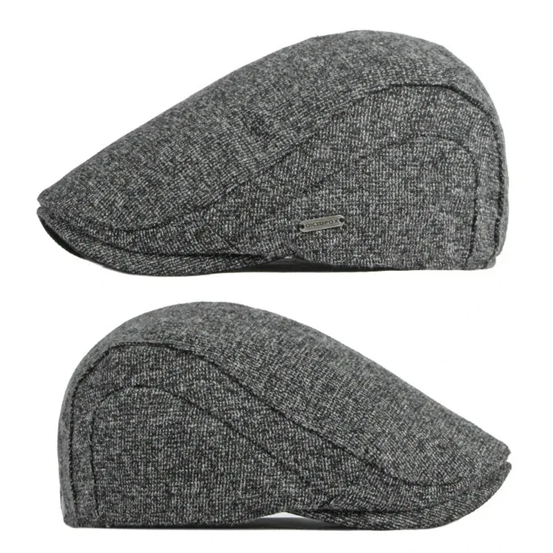 Stylish Solid Color Wool Flat Cap