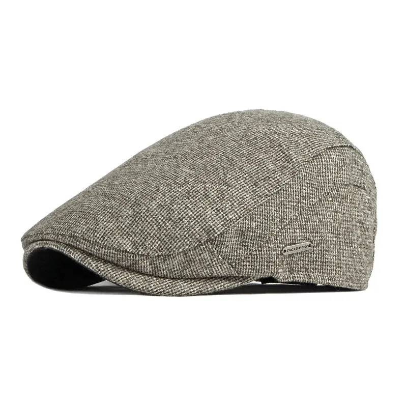 Stylish Solid Color Wool Flat Cap