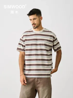 Super Loose Fit Vintage Striped T-shirts Men - Heavyweight 100% Cotton - Oversize Streetwear