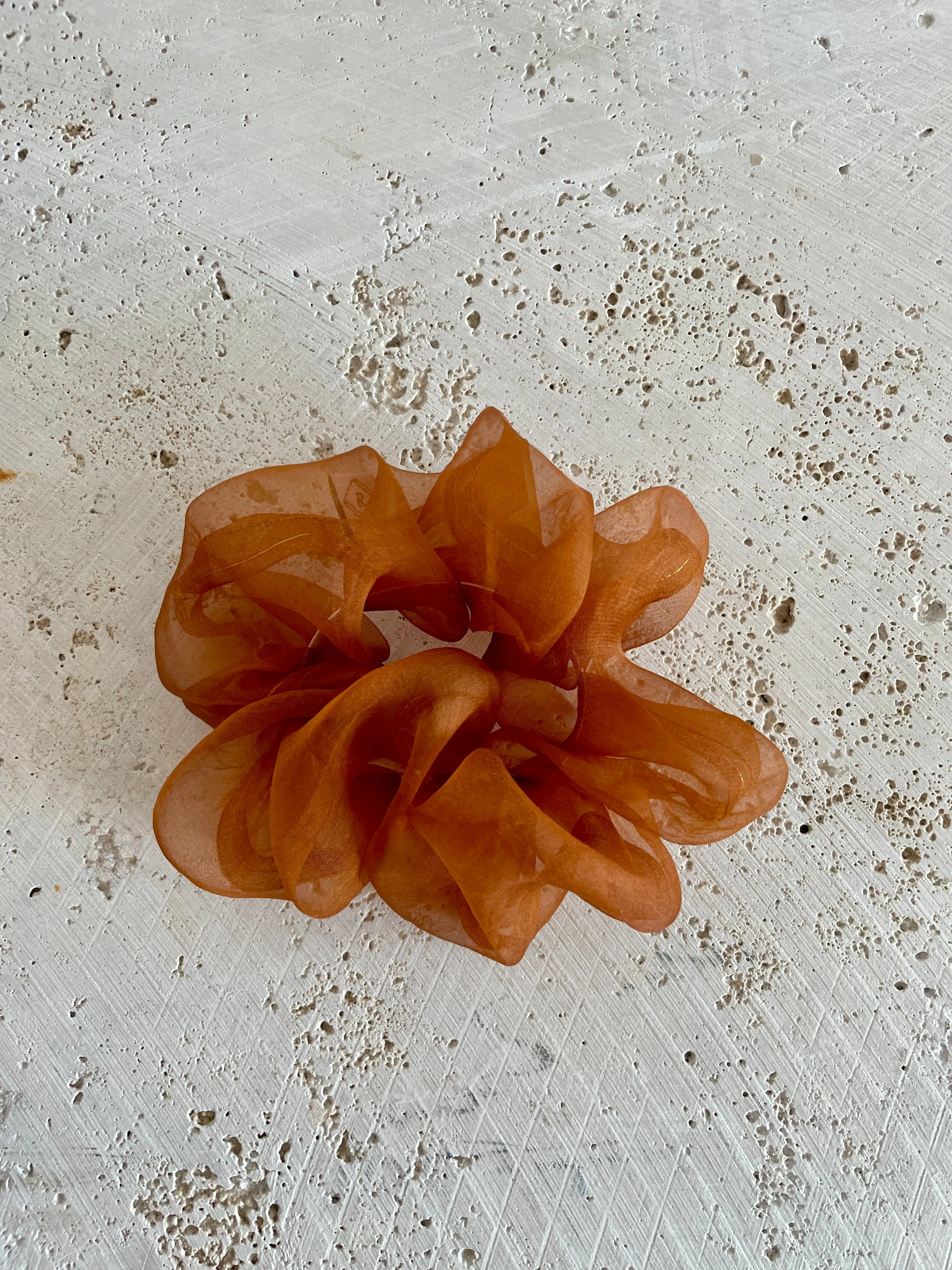 Tangerine Silk Organza Scrunchie