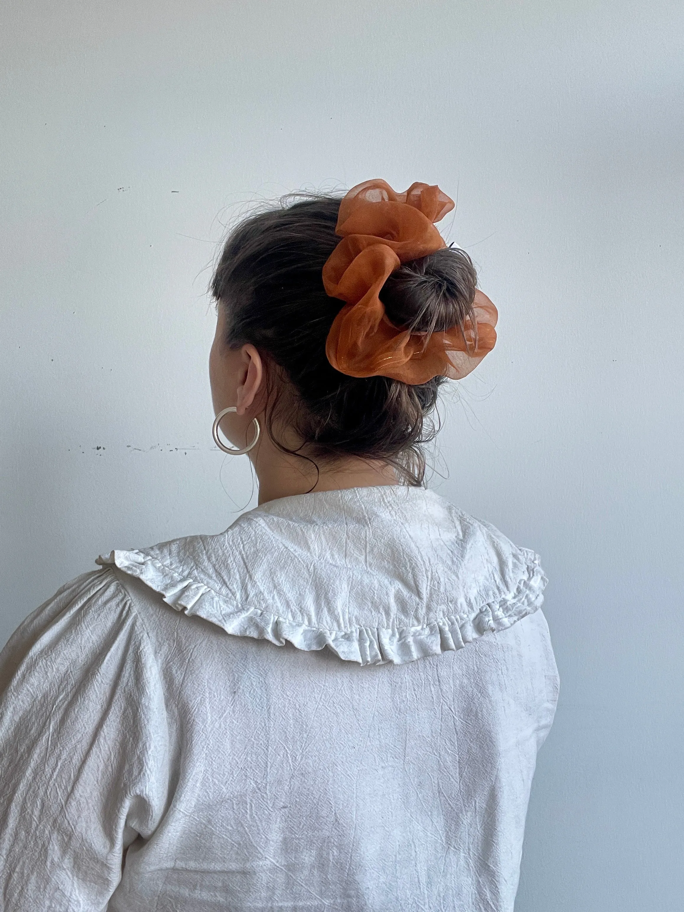 Tangerine Silk Organza Scrunchie